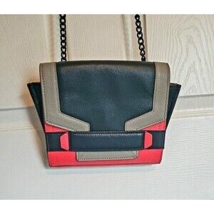 Vince Camuto Geri Leather Art Deco Purse Pink & Black Colorblock Crossbody Bag